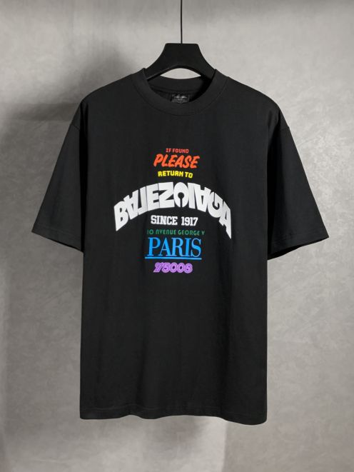 バレンシアガtシャツレディース偽物 ゆったり 男女兼用 純綿 トップス 短袖 プリント ブラック