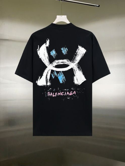 最新‼バレンシアガtシャツ サイズ感スーパーコピー 純綿 トップス 短袖 プリント 男女兼用 ブラック