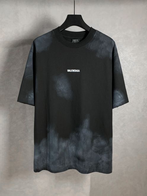 バレンシアガtシャツコーデ偽物 ゆったり 男女兼用 柔らかい 純綿 トップス 短袖 ロゴプリント ブラック