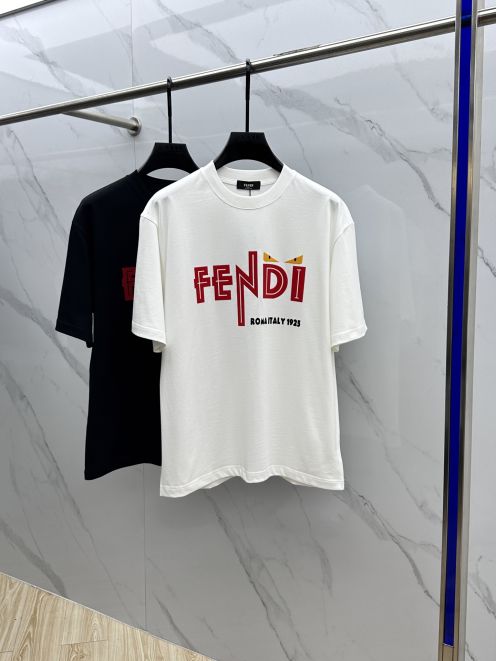 fendi 半袖偽物 シンプル 純綿 トップス プリント 短袖 ゆったり 男女兼用 ホワイト