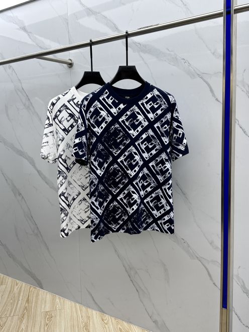 高級感 フェンディ メンズ t シャツコピー 純綿 トップス プリント 短袖 ゆったり ブラック