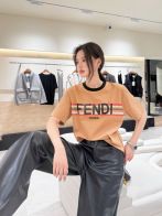 フェンディ ワイシャツコピー 純綿Tシャツ トップス プリント 短袖 ゆったり 柔軟 ブラウン