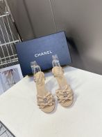 シャネルサンダルサイズ偽物 シンプル 優雅レディ 7.5cmヒール レザー ベージュ色