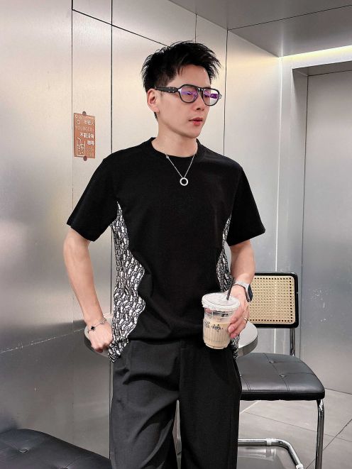 ディオールオム tシャツ激安通販 柔軟 ゆったり ハンサムメンズ トップス 短袖Ｔシャツ 100％綿 ブラック