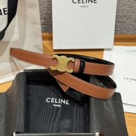 セリーヌベルトバッグ ナノ偽物 幅2.5cm レザー 男女兼用 ビジネス 通勤 ゴールドバックル ブラウン