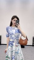 ディオールtシャツレディースコピー 優雅レディ プリント 通気性いい 半袖 トップる ブルー