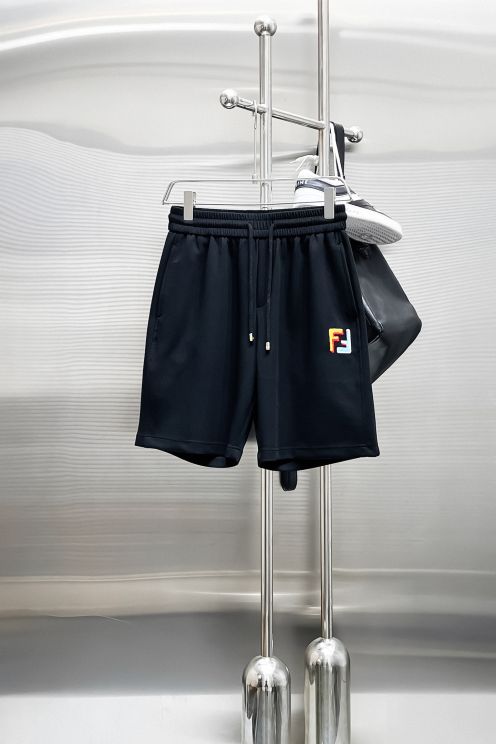 超激得価格 フェンディ ハーフパンツ偽物 カジュアルズボン 柔軟 100％綿 スポーツ ブラック