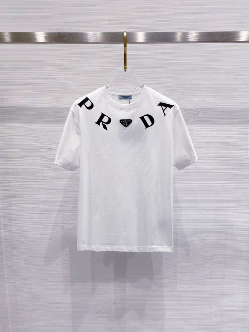 prada シャツ 半袖偽物 純綿 トップス プリント tシャツ シンプル 男女兼用 ホワイト