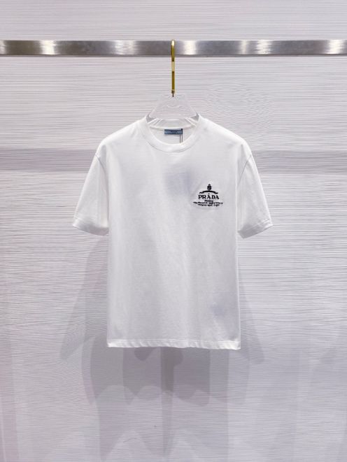 prada ティー シャツ メンズ激安通販 純綿 トップス tシャツ シンプル 男女兼用 ホワイト