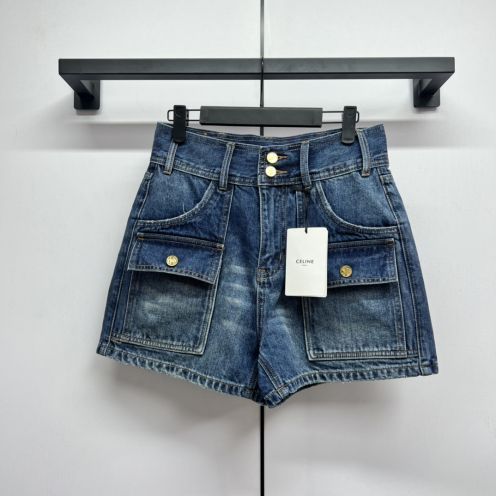 セリーヌ AAA級レプリカ ハイウエストデニムショートパンツ 高再現度 夏コーデ必須アイテム