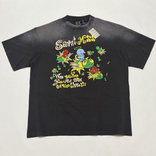 セント マイケル SS Tシャツ 小悪魔ビー ダメージ加工 2025新作 ブランドコピー 激安通販 快適な着心地 高評価多数