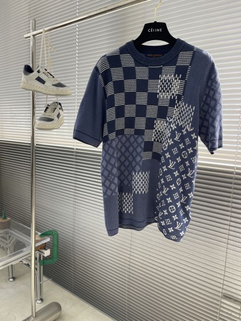 ルイヴィトン Tシャツ 2025新作 激安通販 ダミエ×モノグラム 切替デザイン 高品質 サマースタイル必須
