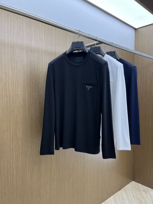 プラダ 長袖Tシャツ 2025新作 n級 高評価 通気 男女兼用 快適な着心地 シンプルデザイン 丁寧な縫製 レビュー高リピ率