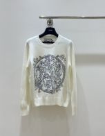 ディオール ホワイト ニットセーター フローラル刺繍 2025新作 優良サイト 高級感ある仕上げ