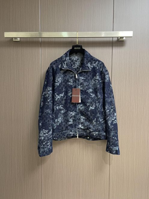 グッチ ブランド コピー ジャケット 2025新作 ブルー GG総柄 ジップアップ 通気 快適な着心地 高級感仕上げ 安心サイト