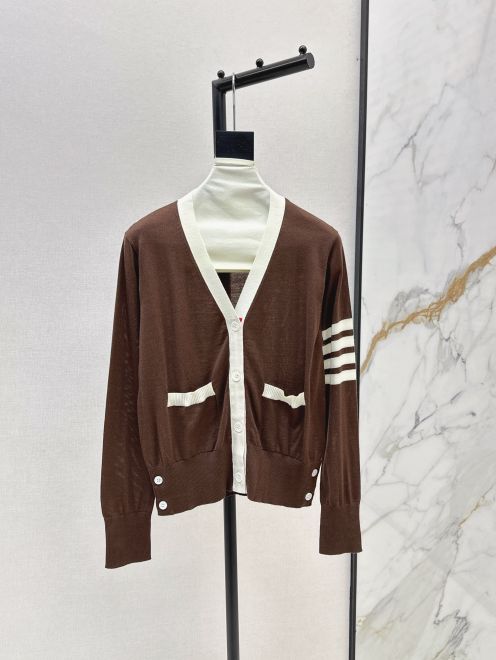 トムブラウン ブランド コピー 2025新作 ブラウン カーディガン 高再現度デザイン 人気定番