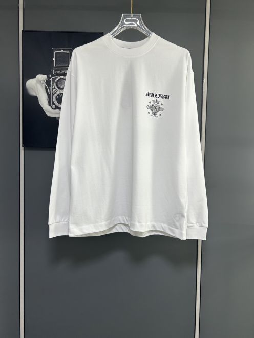 クロムハーツ 偽物 MALIBU ロンT 2025新作 ホワイト クロスロゴプリント 高品質 ストリート 高再現度