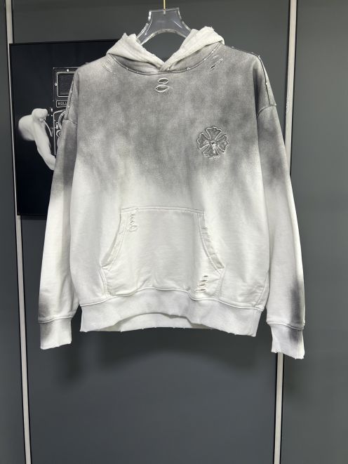 クロムハーツ スーパーコピー パーカー 2025新作 グラデーション加工 クロス刺繍 ダメージ仕上げ 高再現度