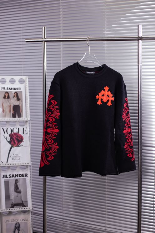クロムハーツ セーター 偽物 2025新作 クロス刺繍 クルーネック 高再現度 激安通販