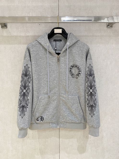 クロムハーツ スーパーコピー 安全通販 グレージップアップパーカー 袖クロス刺繍入り 快適な着心地 秘密厳守配送