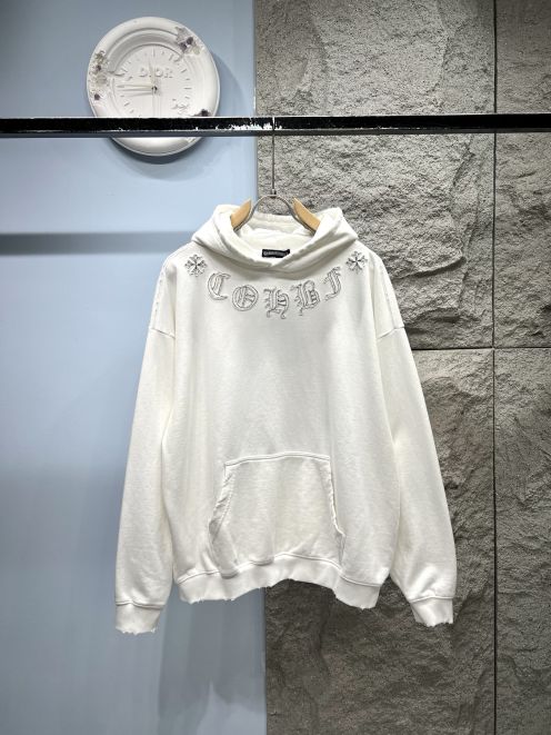 クロムハーツ パーカー n級 2025新作 ホワイトカラー ロゴ刺繍仕様 高品質素材 丁寧な縫製 高級感ある逸品