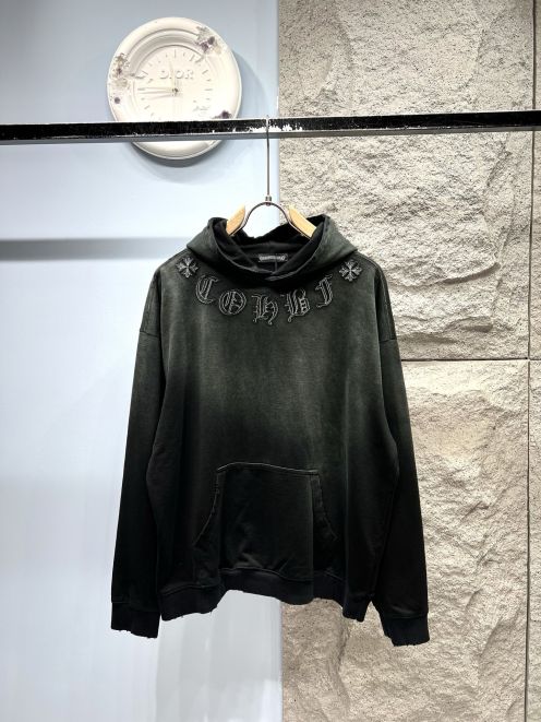 クロムハーツ パーカー ブランド コピー 2025新作 チャコールグレー ロゴ刺繍仕様 上質素材 ストリート定番