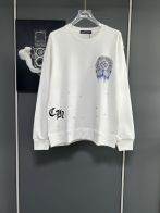 クロムハーツ スウェット n級 2025新作 ホワイト ブルークロス 刺繍 CHロゴ ペイント加工 トレーナー