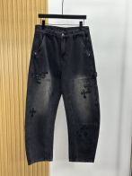 クロムハーツ ジーンズ n級 2025新作 ブラック クロスレザーパッチ ヴィンテージ加工 ストリート人気