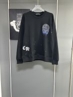 クロムハーツ スウェット n級 2025新作 ブラック ブルークロス 刺繍 CHロゴ ペイント加工 トレーナー