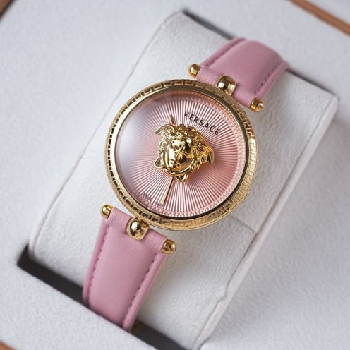 ヴェルサーチ AAA級レプリカ 高級感仕上げ 上品デザイン 精密ディテール レディース腕時計 ピンクレザー 2025新作