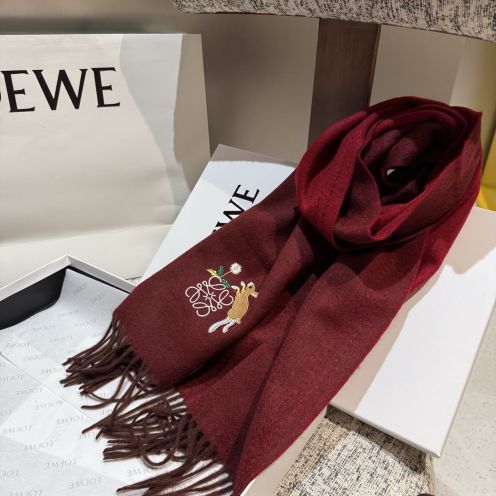 ロエベ マフラー レディース メンズ ブランド コピー 安全通販 アニマル刺繍 カシミヤ混 2025新作 高級感