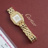 カルティエ 時計 レディース ブランド コピー 安全通販 パンテール ゴールド ダイヤ 高級腕時計 ホワイトフェイス