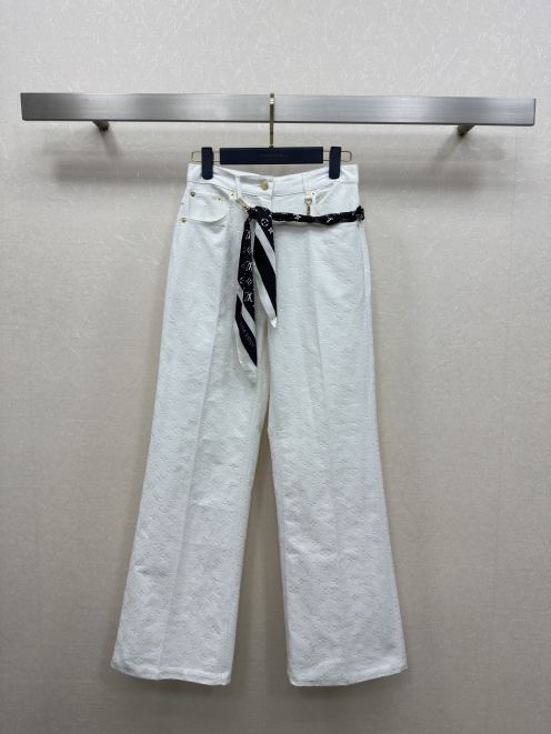 ルイヴィトン モノグラムジャカード ホワイトパンツ 通気 快適な着心地 ブランド服 スーパーコピー 高再現度 安心サイト