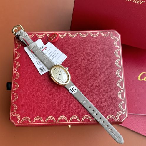 カルティエ Baignoire グレーレザー ゴールド 高級感仕上げ スーパーコピー 高再現度 レディース腕時計 安心サイト