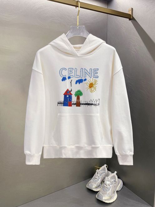 セリーヌ パーカー 激安屋口コミ 刺繍デザイン フーディ 2025新作 ブランド 服 コピー 激安 快適な着心地 高評価