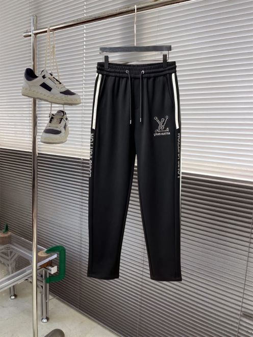 ルイ・ヴィトン トラックパンツ ブラック 2025新作 スーパーコピー 優良サイト 男女兼用 快適な着心地 通気性抜群 高評価モデル