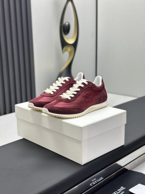 セリーヌ 満足度高い スニーカー 格安 上品ボルドー 定番モデル 高再現度