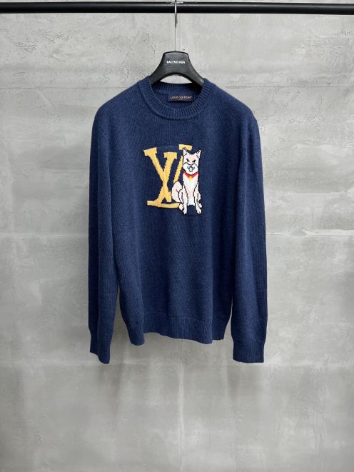 ルイ・ヴィトン ニット セーター ネイビー 2025新作 定番モデル 激安屋口コミ 高再現度 高評価 快適な着心地 男女兼用 安心サイト