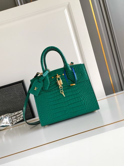 ルイヴィトン クロコ型押しグリーン 2025新作 ブランド コピー 圧倒的な再現度 精密ディテール 高級レベル仕様 確実に届く 秘密厳守配送 ハンドバッグ