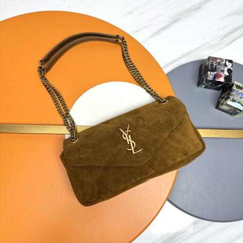 サンローラン 激安屋口コミ 2025新作 ブラウンスエードチェーンバッグ 高再現度の精密ディテール 極上の装着感と高級感仕上げ 発送保証 追跡可能