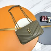 サンローラン 激安 2025新作 オリーブグリーンキルトレザーバッグ 高再現度の精密ディテール 高級レベル仕様 圧倒的な再現度 発送保証 追跡可能