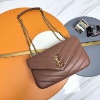 サンローラン 優良サイト 2025新作 ローズブラウンキルトレザーバッグ 高再現度 精密ディテール 高級レベル仕様 圧倒的再現度 発送保証 追跡可能