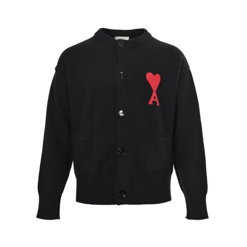 アミ パリ ニットカーディガン 定番ブラック 格安 高再現度 快適な着心地 男女兼用 肌触り良好 シンプルデザイン 高品質仕上げ