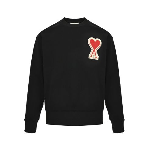 アミ パリ 格安 ブラック レッドハートA 刺繍 クルーネック スウェット 2026新作 定番 高評価 口コミ多数