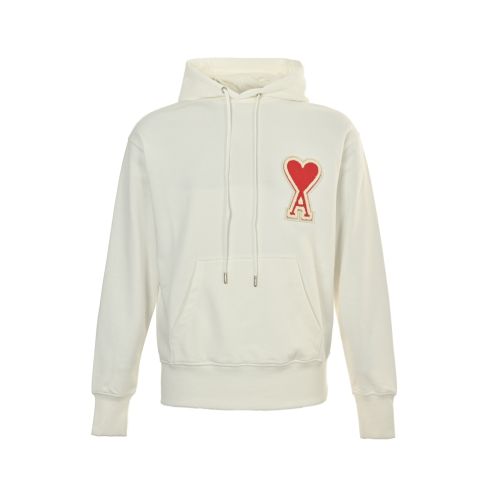 アミ パリ ブランド コピー 安全通販 ホワイト レッドハートAワッペン プルオーバー パーカー 2026新作 高評価 口コミ多数 快適な着心地