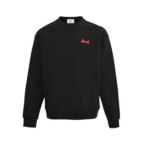 アミ パリ 激安 ブラック レッドAMIロゴ プリント クルーネック スウェット 2026新作 高評価 口コミ多数 快適な着心地