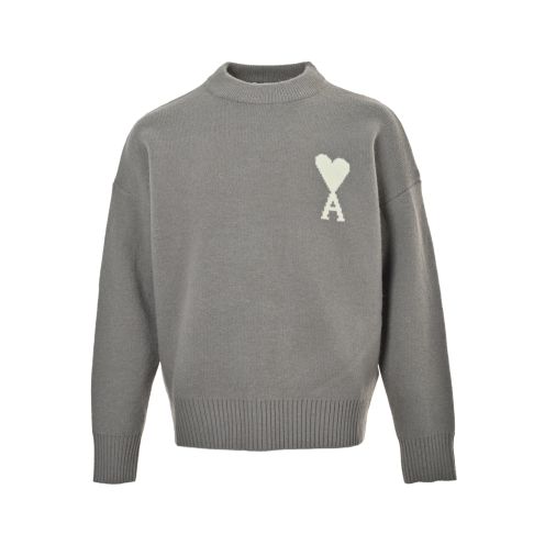 アミ パリ スーパーコピー グレー ハートA刺繍 ニット 2026新作 高評価 口コミ多数 快適な着心地 高再現度 丁寧な縫製 安心サイト