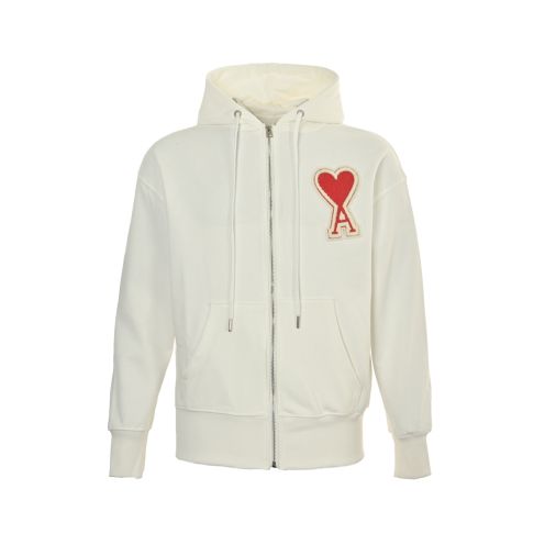 アミ パリ コピー ホワイト ハートAワッペン ジップアップ パーカー 2026新作 高評価 口コミ多数 快適な着心地 高再現度 丁寧な縫製 安心サイト