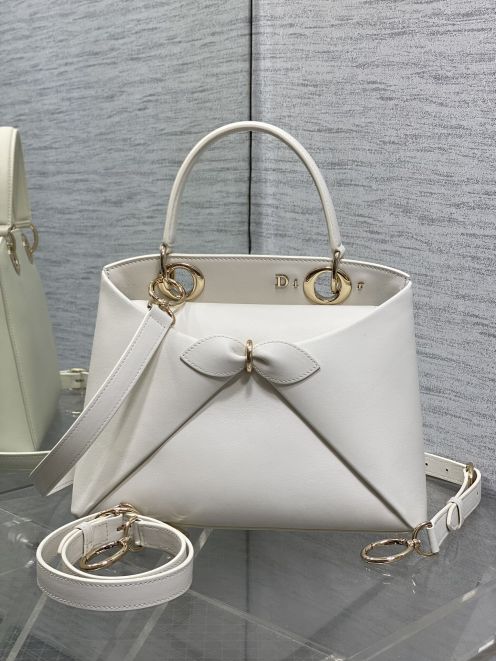 ディオール リボンモチーフ2WAYトートバッグ 2026新作 アイボリー 定番モデル 高再現度優良サイト 高品質本革使用 精密ディテール 安心取引