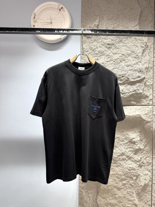 セリーヌ ポケット刺繍Tシャツ 2026新作 スーパーコピー 男女兼用 夏服 通気 シンプルデザイン 快適な着心地 高再現度 品質管理徹底